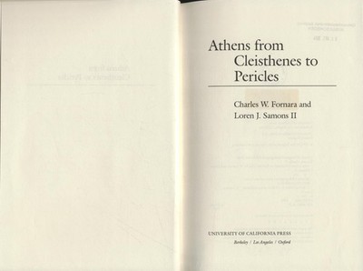 Athens from Cleisthenes to Pericles Fornara, Charles W. und Loren J. Samons: