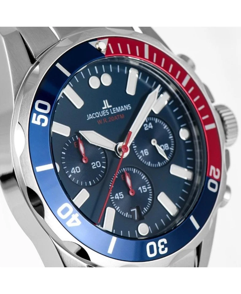 JACQUES LEMANS Hombre Analógico Cuarzo Informal Reloj Clásico Vestido Esfera Azul Impermeable Foto 2 de 4