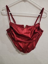 Urban Outfitters Lexi Burgundy Satin Bustier Cowl Corset Top Size Medium M