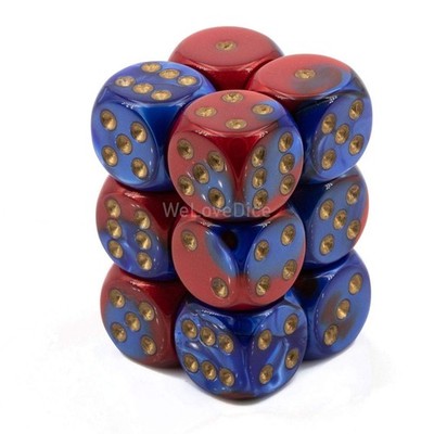 d6 Dice Cube 16mm Gemini#2 BURDgd - Chessex (Pack of 12)
