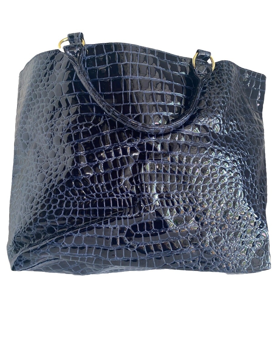 Estee Lauder Navy Blue Crocodile Print Travel Bag Tote | eBay