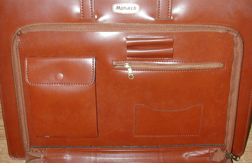 VINTAGE MONARCH GEPÄCK ERWEITERBAR BRAUN ATTACHÉ AKTENTASCHE TASCHE MIT OPTI REIßVERSCHLUSS - Bild 6 von 12
