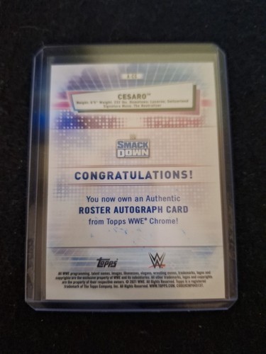 CESARO 2021 Topps WWE Chrome SP Orange Autographed Card #ed 21/25 - Picture 4 of 4