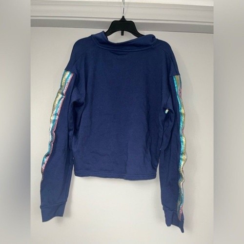Disney JRs Women’s Blue Lilo and Stitch Blue Sparkle Pull Over Quarter Zip - Picture 6 of 6