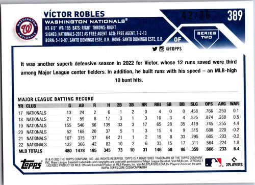 2023 Topps #389 Victor Robles Independence Day #/76 - Picture 2 of 2