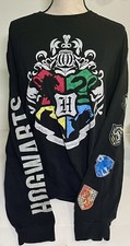 HARRY POTTER HOGWARTS LONG SLEEVE BLACK TEE T-SHIRT SZ XL Fantasy Movies