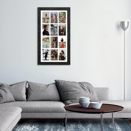 Contemporary 13x25 Black Wood Grain Collage Frame with Acrylic Cover for Photos - Picture 9 of 9