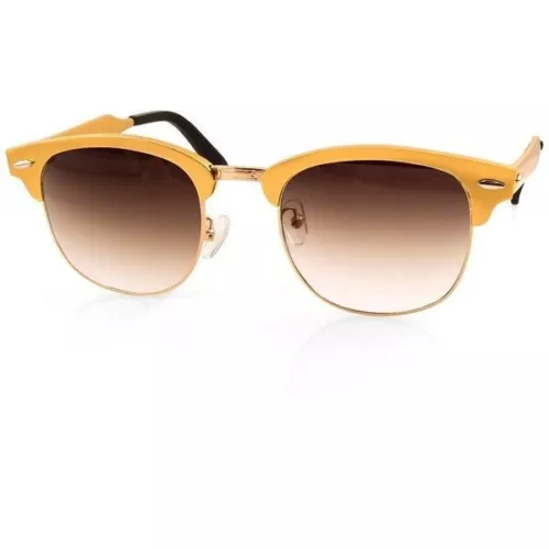 AQS Milo 51 mm Clubmaster Italian Designer Sunglasses Gold Rim Mirror Lens