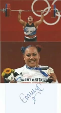 WEIGHTLIFTING/OLYMPICS* EMILY CAMPBELL SIGNED 3x5 WHITECARD+2UNSIGNED PHOTOS+COA