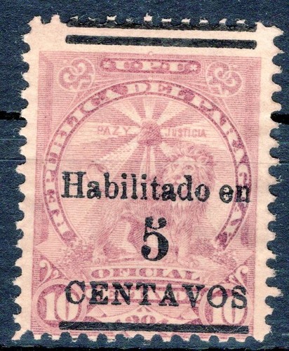 PARAGUAY, YV # 148, DISPLACED OVERPRINT TOWARDS BOTTOM SIDE, M NO GUM