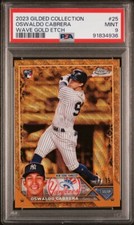 Oswaldo Cabrera 2023 Topps Gilded RC Rookie Wave Gold Etch /75 PSA 9 Yankees