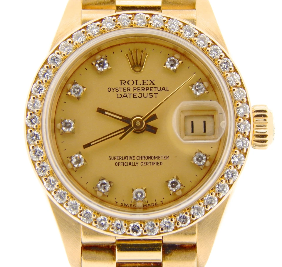 Damas Rolex Oro Amarillo 18K Datejust COLECCIÓN CORONA President Diamond 69138