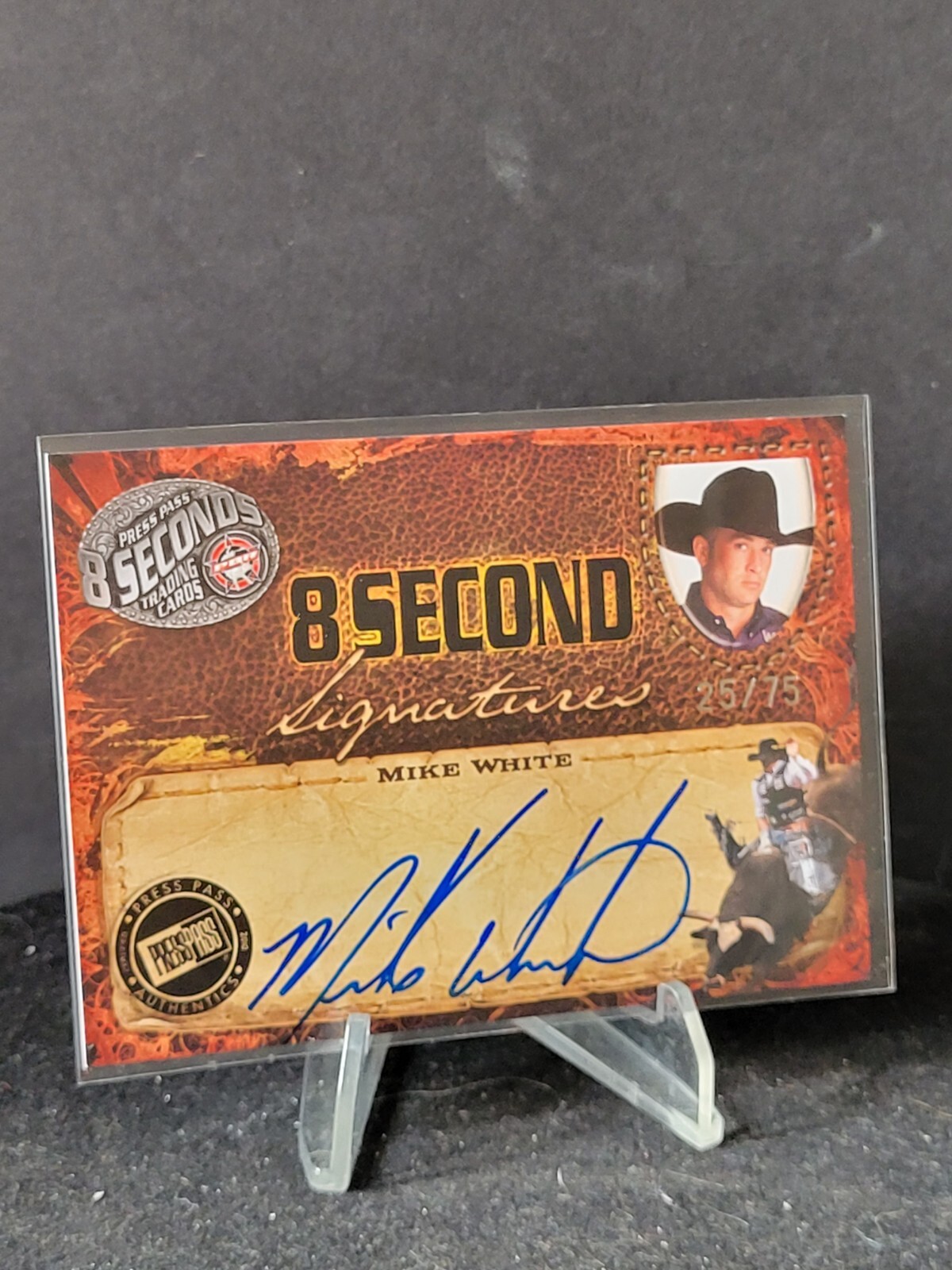 2009 Press Pass PBR 8 Seconds Pro Bull Rider Signature Mike White Blue ...