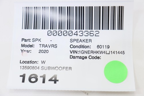 2018 - 2023 CHEVROLET TRAVERSE FRONT FLOOR SUBWOOFER AUDIO SPEAKER OEM 13590804 - Picture 13 of 13