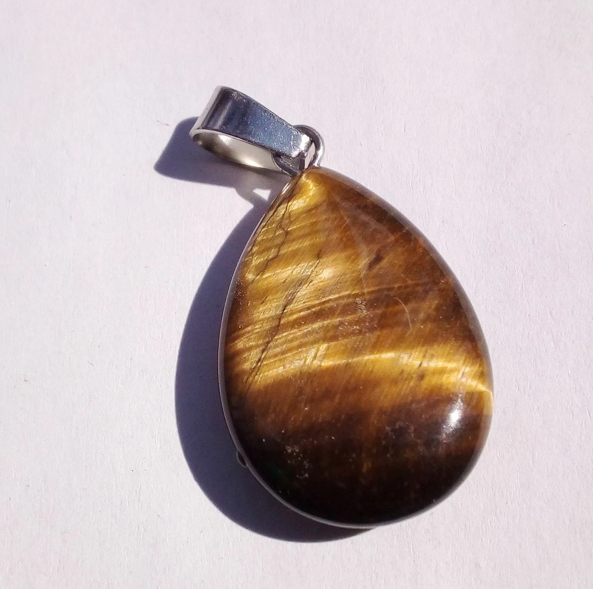 Pendentif Goutte En Pierre Naturelle Oeil-de-tigre - 23mm, Authentique