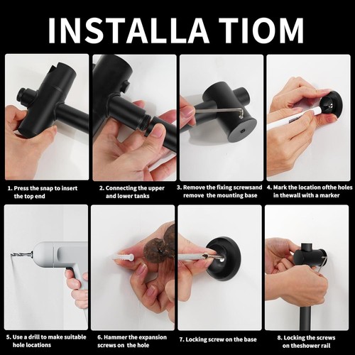 Shower Riser Rail Kit Adjustable Shower Head Holder Bracket Bathroom Shower Rod - Picture 8 of 12