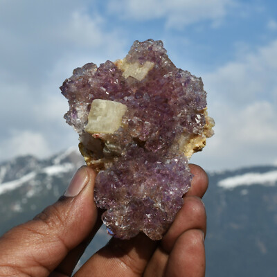 HIMALAYA LEMURIAN SEED NIRVANA ICE AMETHYST QUARZ & CALCIT ELESTIAL CRYSTAL.