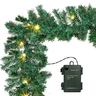 #ad #ad 10 Ft Pre lit Christmas Garland Battery Operated 50 LED String Light with Timer $69.86