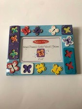 NEW Melissa  Doug Hand Painted Solid Wood Butterfly Photo Frame 4 X 6