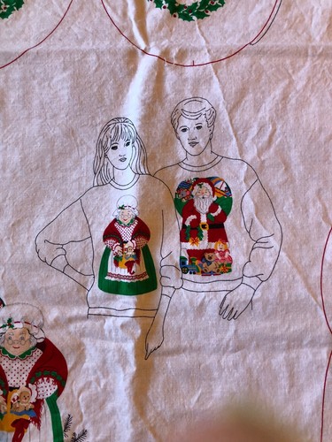 Cranston Santa & Mrs Claus Fabric Panel Cut Sew Craft Applique Door Stop Pillow - Picture 5 of 8