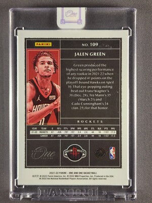 2021-22 Panini One and One #109 Jalen Green Purple /25