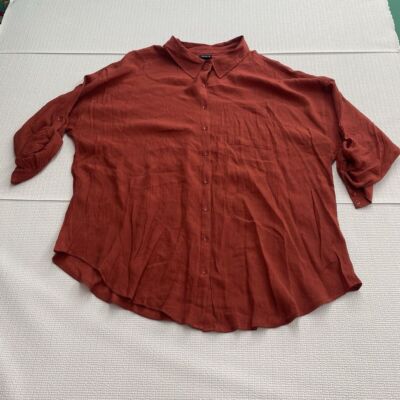 Torrid Womens 3X Lindsay Drop Shoulder Button Up Burnt Orange