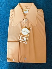 Men&rsquo;s Vintage Nylon Shirt 15&rdquo; Collar Dark Yellow/Orange Deadstock Beagle Collar