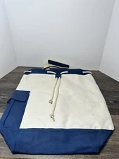 Sun 'N Sand Large Canvas Summer Beach Tote Bag Tie Close With Shoulder Strap