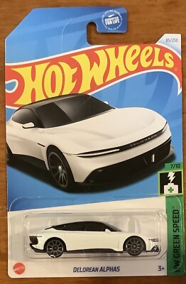 NEW HOT WHEELS WHITE DELOREAN ALPHA5 85/250 HW GREEN SPEED 7/10 DIECAST TOY CAR