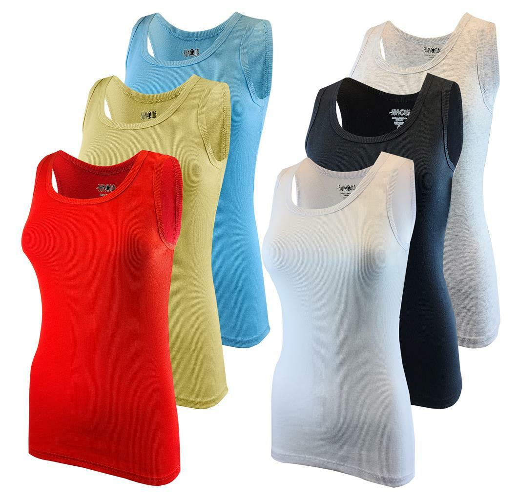 SUMONA Women's Ribbed Tank Tops - 3/6/12 Pack, Racerback, Sleeveless Basic Tanks