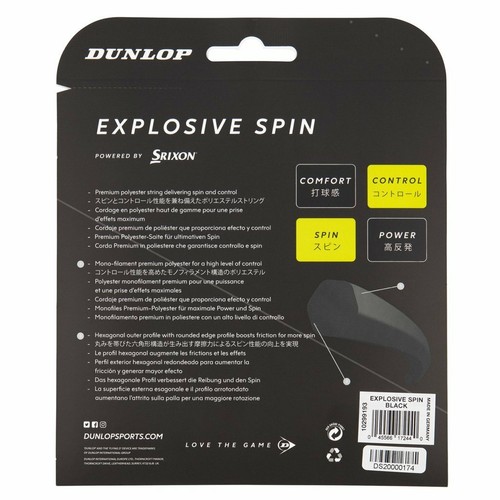 Dunlop Explosive Spin 16 G Tennis String (Black) Authorized Dealer w/ Warranty - Picture 2 of 2