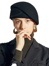 Wool Felt Beret Fascinator Hats For Women Tea Party Church Pillbox Hat With Bow