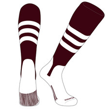 PEAR SOX OTC Baseball Softball Stirrup Socks (A, 5in) Maroon, White