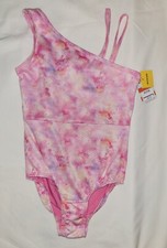 NWT Cat  Jack Girls Size Pink Spray Sleeveless Gymnastics Leotard - M 7/8