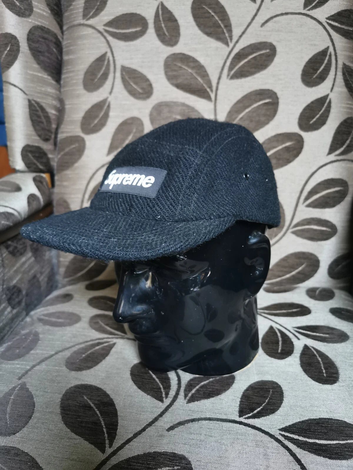 Casquette de camp en laine tweed Supreme Harris   Noir   FW18