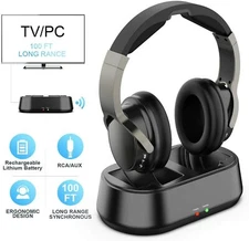 Rybozen Wireless TV Headphones with Transmitter Dock, Over-Ear Cordless Headset