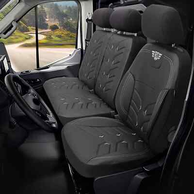 Maß Schonbezüge für VW T5 T6 T6.1 Transporter & Caravelle 1+2 Schwarz TR222