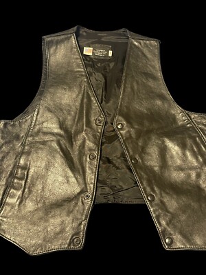 Harley Davidson Leather Vest Size 42 Custom Made In USA