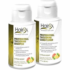HairRx Professional Thickening Shampoo & Conditioner Travel Set, Light Lather, C