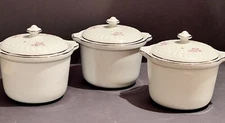 Set Of 3 Vintage Hall China Co for Forman Family, Lidded Pots, Floral - NO FLAWS