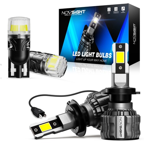 NOVSIGHT LED Headlight Bulbs 501 T10 H7 6500K 15000LM 72W Canbus No Error Hi Lo - Picture 18 of 36