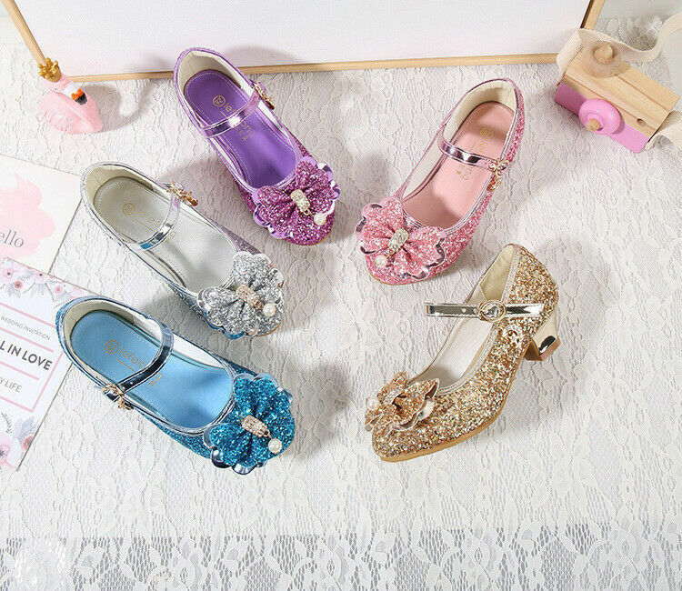 SAOLA Scarpe da principessa bambina tacco basso festa matrimonio suola morbida scarpe cristallo sandalo