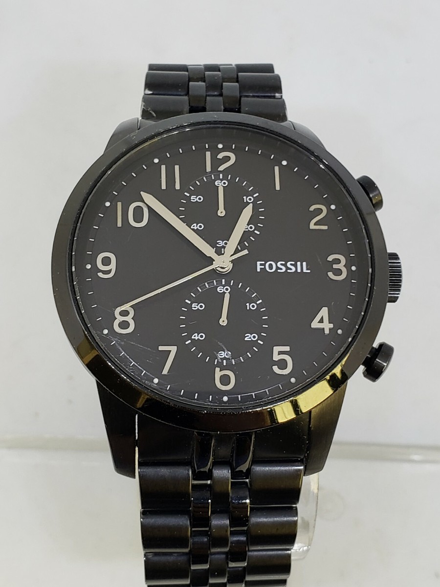 Men's Black Fossil Townsman Chronograph Watch FS4877 for sale - Main Image