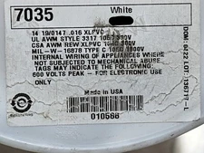 Alpha 7035 #14awg XL-PVC Hook-Up Wire UL-3317 MIL-W-16878 105C/300V White /10ft