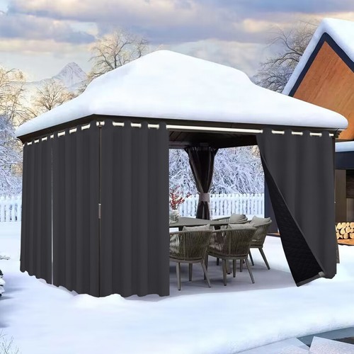 Thermal Curtain Outdoor Waterproof Cold Protection Thick Curtains with Eyelets - Picture 27 of 36