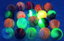 Vintage Marbles Lot- .63"- .57"- UV Glowing Jabo Swirls- L259