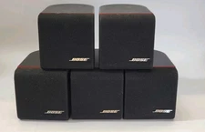 5 Bose Acoustimass Cube Speakers Black With Red Accent - Tested Working