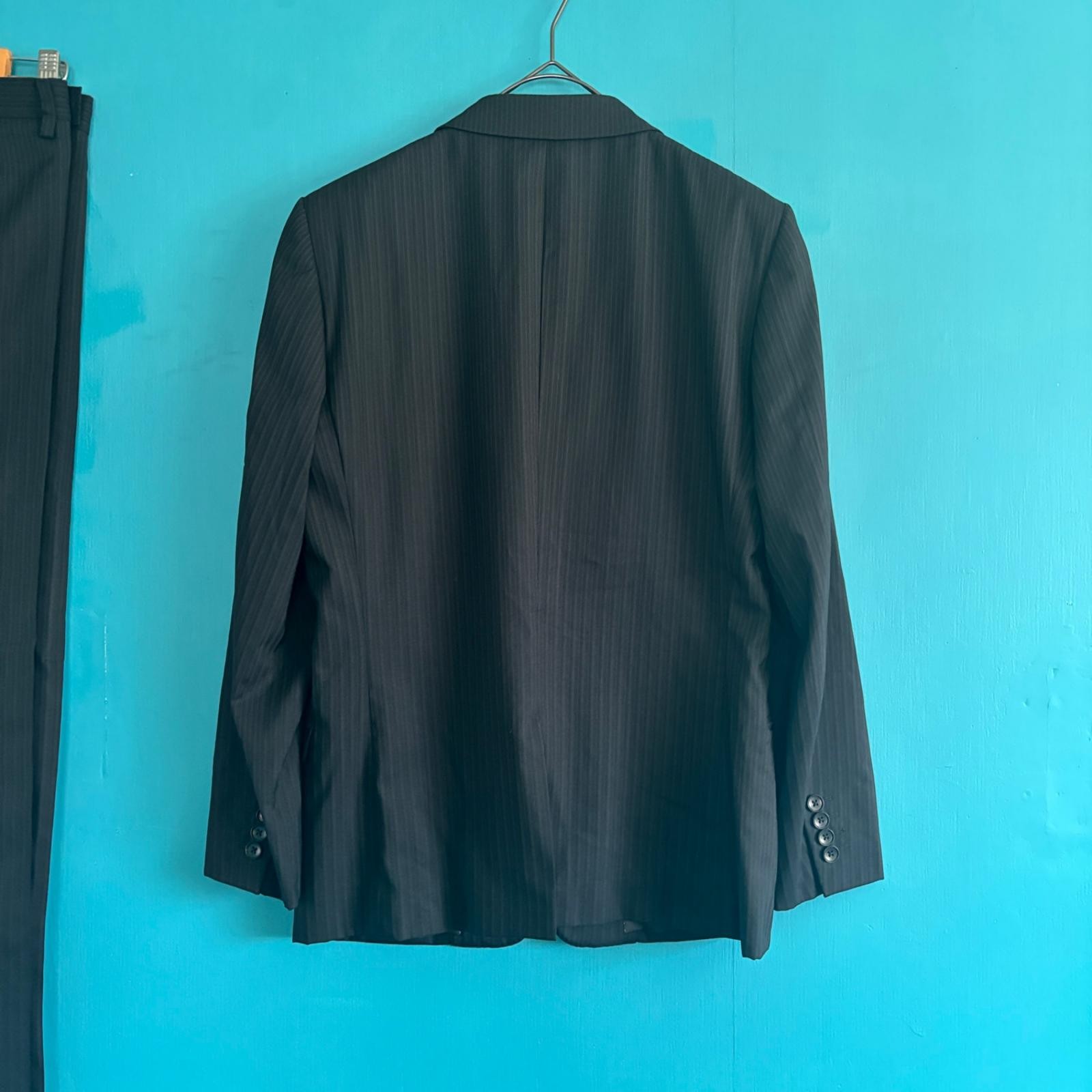 841 ck Calvin Klein Suit Mens 36 W30 Wool Silk Blend Pinstripe Slim 2Btn Japan thumbnail 8