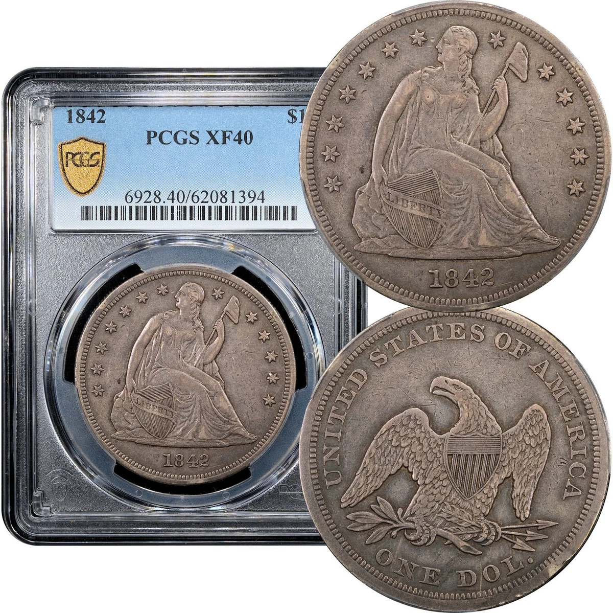 25+ 1842 Year Seated Liberty US Dollars (1840-1873) for sale