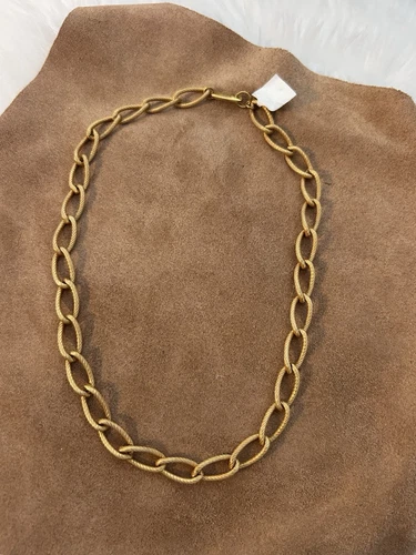 Miriam Haskell Signed Choker Link Necklace 14" Gold Tone / Gilt Rare Vintage